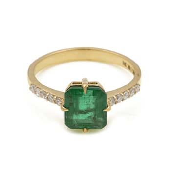 1.98Ctw Emerald with 0.15Ctw Diamond Ring in 14K YG