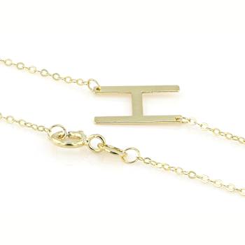 Sideways Initial H Necklace In Solid 14K Yellow Gold 18 Inch