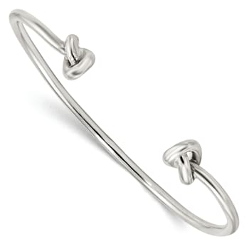 Sterling Silver Polished Knotted Ends Cuff Bracelet