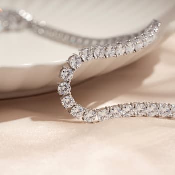 White Cubic Zirconia Platinum Over Sterling Silver Tennis Necklace 31.25ctw