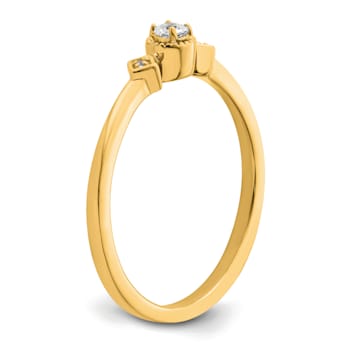 14K Yellow Gold Petite Beaded Edge Cushion Diamond Ring 0.10ctw
