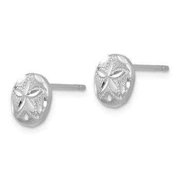 Rhodium Over 14k White Gold Diamond-Cut 8mm Sand Dollar Earrings
