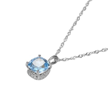 Lab Created Blue Spinel And Dia Simulant Platinum Over Silver March
Birthstone Pendant 3.79ctw