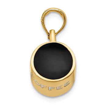 14k Yellow Gold 3D Enameled Coffee Cup Pendant