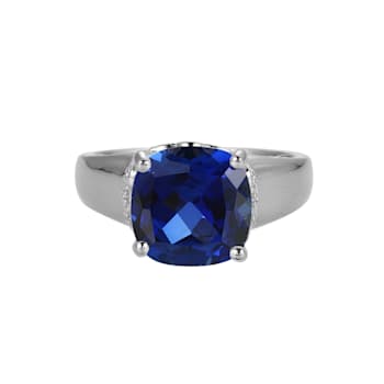 Lab Created Blue Sapphire And Cubic Zirconia Platinum Over Silver
September Birthstone Ring 4.45ctw