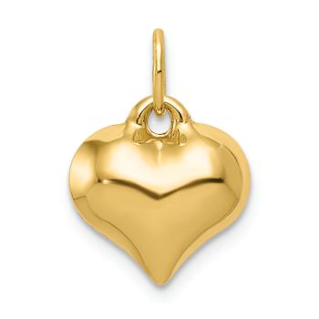 14k Yellow Gold 3D Polished Puffed Heart Pendant
