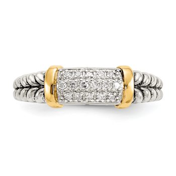Sterling Silver Antiqued with 14K Accent Diamond Ring
