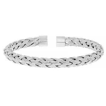 Two-Tone Woven Cuff Bracelet Set Of 3 6.7mm