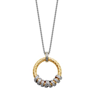 White Cubic Zirconia Rhodium And 18K Yellow Gold Over Sterling Silver
Pendant 0.56ctw