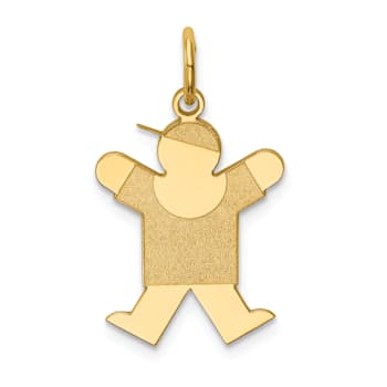 14k Yellow Gold Satin Boy with Hat Kid Charm