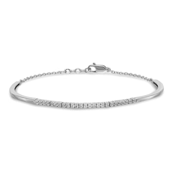 Rhodium Over 14K White Gold Lab Grown Diamond Bangle Bracelet 0.50ctw