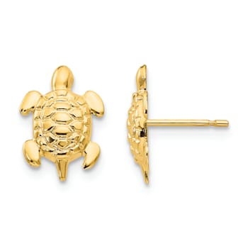 14K Yellow Gold Turtle Post Earrings