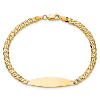 14k Yellow Gold Flat Curb Link ID Bracelet