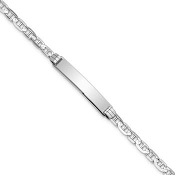 Rhodium Over 14k White Gold Mariner Link ID Bracelet