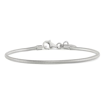 Sterling Silver Round Snake Chain Bracelet With Lobster Clasp