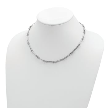 Rhodium Over 14k White Gold Polished Fancy Link Necklace