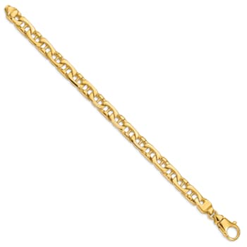14K Yellow Gold 8.5mm Hand-Polished Fancy Link Bracelet