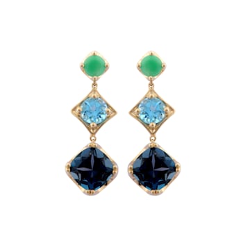 Color stone 10K Yellow Gold Fashion Dangle Earring 12 3/4 ctw