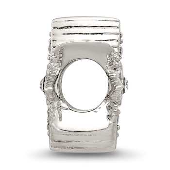 Sterling Silver Textured and Polished Cubic Zirconia Star Bead