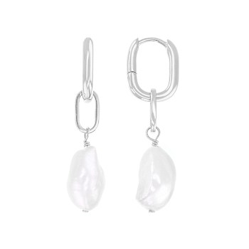 Freshwater Pearl Drop Earrings 11mm In Sterling Silver