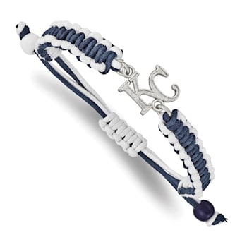 Stainless Steel MLB LogoArt Kansas City Royals Adjustable Cord Bracelet
