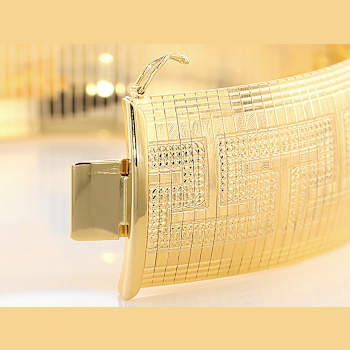 Greek Key Omega Link Bracelet In Gold Over Bronze