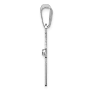 Rhodium Over 14k White Gold Diamond Cross Pendant