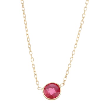 Lab Created Ruby 10K Yellow Gold Station Necklace 1.00ctw