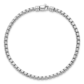 Rhodium Over Sterling Silver Polished 3.2mm Box 8 Inch Chain