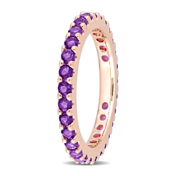 Amethyst 10K Rose Gold Eternity Ring 0.87ctw