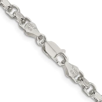 Sterling Silver 4mm Diamond-cut Rolo Chain Necklace