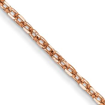 14k Rose Gold 1mm Solid Diamond-Cut Cable 30 Inch Chain