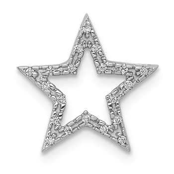 Rhodium Over 14k White Gold Small Diamond Star Chain Slide Pendant