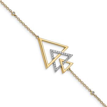 14k Yellow Gold and Rhodium Over 14k Yellow Gold Polished Triple Stacked
Triangle Diamond Bracelet