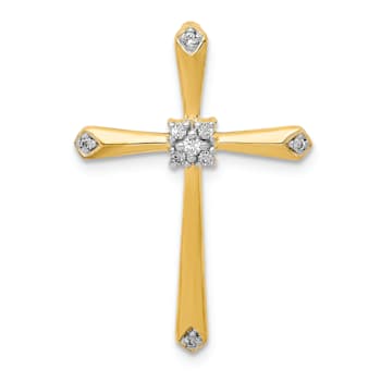 14K Yellow Gold with White Rhodium 1/20ct. Diamond Cross Chain Slide
