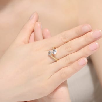 Clear Cubic Zirconia, 14k Yellow Gold Over Sterling Silver Bypass Ring 2.5ctw