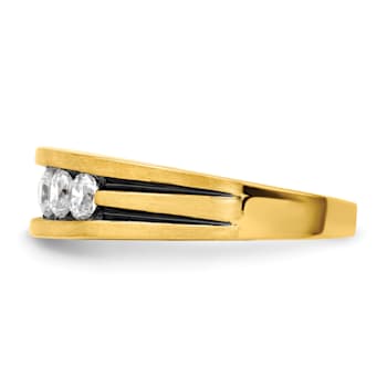 14K Yellow Gold Lab Grown Diamond SI1/SI2, G H I, Black Rhodium Men's Ring