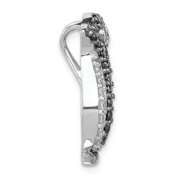 Rhodium Over Sterling Silver Black and White Cubic Zirconia Penguin
Chain Slide