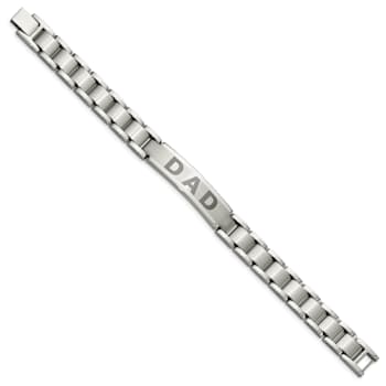 Stainless Steel Brushed and Polished Lasered DAD 8.75-inch Bracelet