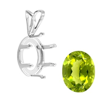 Peridot 10x8mm Oval 2.50ct With Sterling Silver Pendant Casting