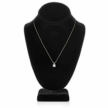 White Cubic Zirconia 14k Yellow Gold Pendant With Chain 1.00ctw