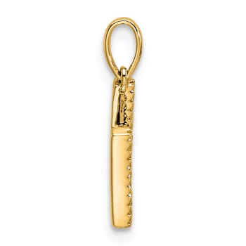 14k Yellow Gold Diamond Letter H Initial Pendant