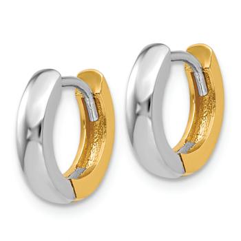 14k Two-tone 7/16" Round Hinged Hoop Earrings