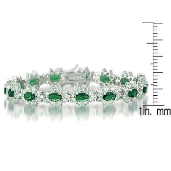 Emerald Color CZ Tennis Bracelet In Sterling Silver