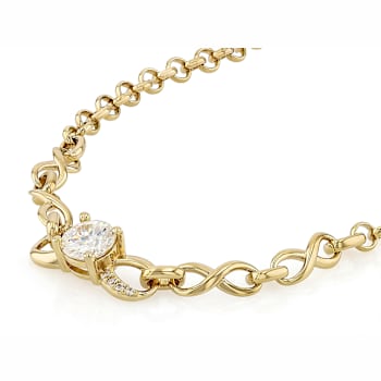 Diamond Simulant White Zircon Station Link Bracelet In 18K Gold Over
Sterling Silver 1.31ctw