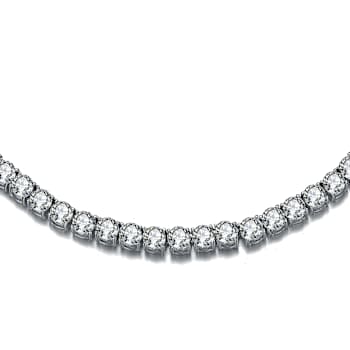 CZ Tennis Necklace In Sterling Silver 17 Inch