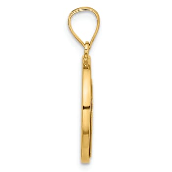 14k Yellow Gold Polished Moon and Stars Cut-out Pendant