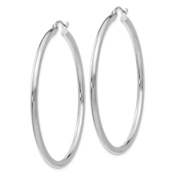 Rhodium Over 14k White Gold 1 15/16" Polished Tube Hoop Earrings