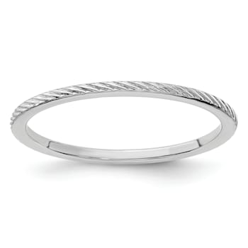 Rhodium Over 10K White Gold 1.2mm Twisted Wire Pattern Stackable
Expressions Band