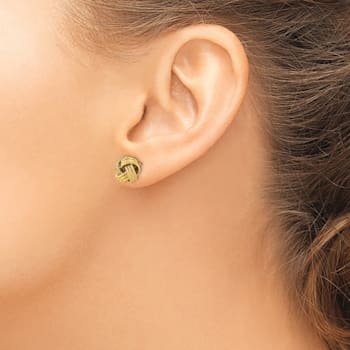 14k Yellow Gold Polished Textured Love Knot Stud Earrings